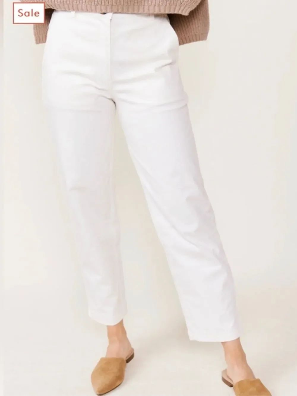 Able Ann Twill Straight Leg Pant Antique White Womens 14 NEW
